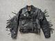 Vintage 1990s motorcycle jacket M black leather 42 fringe WESTERN cowboy concho