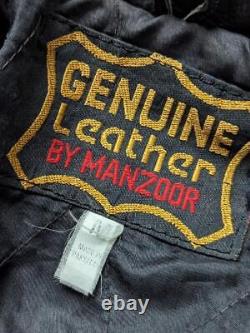 Vintage 1990s motorcycle jacket M black leather 42 fringe WESTERN cowboy concho