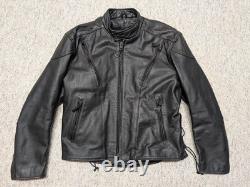 Vintage 1990s motorcycle jacket VENTED racing L black leather RAIDER cafe racer
