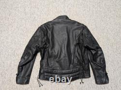 Vintage 1990s motorcycle jacket VENTED racing L black leather RAIDER cafe racer