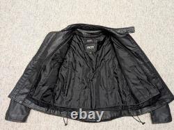 Vintage 1990s motorcycle jacket VENTED racing L black leather RAIDER cafe racer