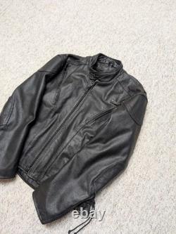 Vintage 1990s motorcycle jacket VENTED racing L black leather RAIDER cafe racer