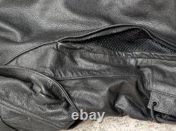 Vintage 1990s motorcycle jacket VENTED racing L black leather RAIDER cafe racer