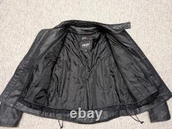 Vintage 1990s motorcycle jacket VENTED racing L black leather RAIDER cafe racer