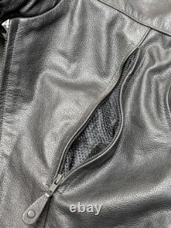 Vintage 1990s motorcycle jacket VENTED racing L black leather RAIDER cafe racer