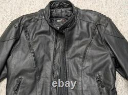 Vintage 1990s motorcycle jacket VENTED racing L black leather RAIDER cafe racer