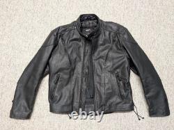 Vintage 1990s motorcycle jacket VENTED racing L black leather RAIDER cafe racer