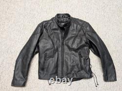 Vintage 1990s motorcycle jacket VENTED racing L black leather RAIDER cafe racer