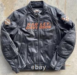 Vintage 2000s Harley davidson leather riding jacket Large men's black