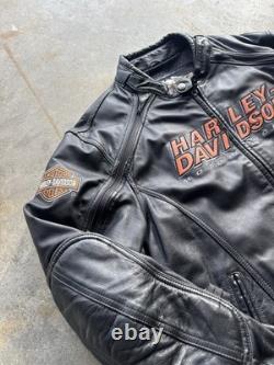 Vintage 2000s Harley davidson leather riding jacket Large men's black