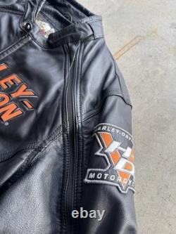 Vintage 2000s Harley davidson leather riding jacket Large men's black