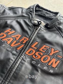 Vintage 2000s Harley davidson leather riding jacket Large men's black