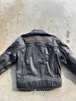 Vintage 2000s Harley davidson leather riding jacket Large men's black