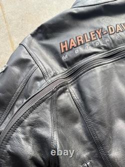 Vintage 2000s Harley davidson leather riding jacket Large men's black