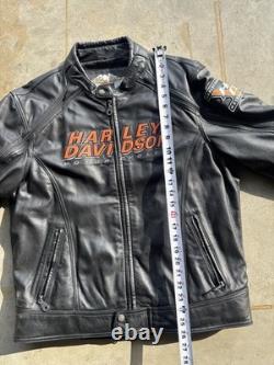 Vintage 2000s Harley davidson leather riding jacket Large men's black
