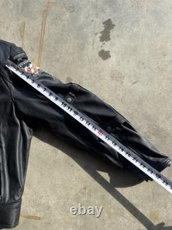 Vintage 2000s Harley davidson leather riding jacket Large men's black