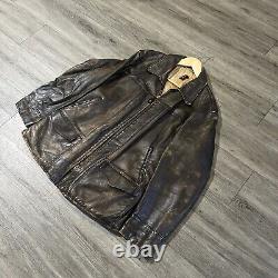 Vintage 40s Front Quarter Horsehide Patina Distressed Leather Jacket Size L