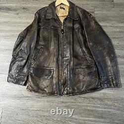 Vintage 40s Front Quarter Horsehide Patina Distressed Leather Jacket Size L