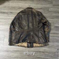 Vintage 40s Front Quarter Horsehide Patina Distressed Leather Jacket Size L