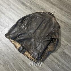 Vintage 40s Front Quarter Horsehide Patina Distressed Leather Jacket Size L
