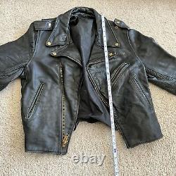 Vintage 50's 60's Leather Jacket Cafe Racer Biker Motorcycle Black