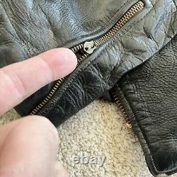 Vintage 50's 60's Leather Jacket Cafe Racer Biker Motorcycle Black