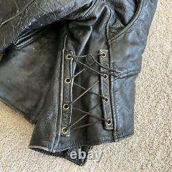 Vintage 50's 60's Leather Jacket Cafe Racer Biker Motorcycle Black