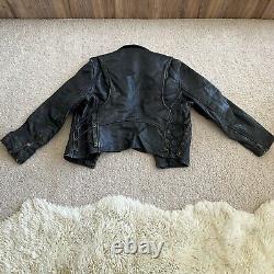 Vintage 50's 60's Leather Jacket Cafe Racer Biker Motorcycle Black