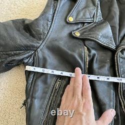 Vintage 50's 60's Leather Jacket Cafe Racer Biker Motorcycle Black