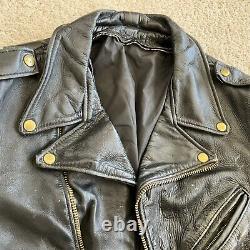 Vintage 50's 60's Leather Jacket Cafe Racer Biker Motorcycle Black