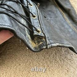 Vintage 50's 60's Leather Jacket Cafe Racer Biker Motorcycle Black