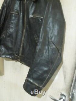 Vintage 50's Distressed Leather Motorcycle Jacket Size L Aero Zips