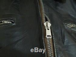 Vintage 50's Distressed Leather Motorcycle Jacket Size L Aero Zips
