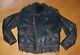 Vintage 50s Distressed CAL LEATHER Black Leather CHP Motorcycle Jacket Size 44