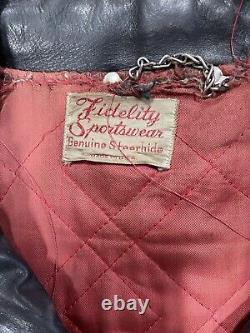 Vintage 60's/70's Steerhide Motorcycle Leather Jacket Men's Size Small Fidelity