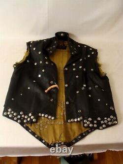 Vintage 60's Flaming Knights Motorcycle Club Studded Leather Vest