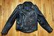 Vintage 60's Heavy Leather Motorcycle Jacket Black Talon zipper Men's Large