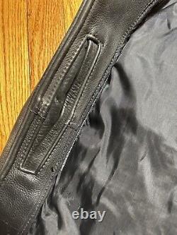 Vintage 60's Heavy Leather Motorcycle Jacket Black Talon zipper Men's Large