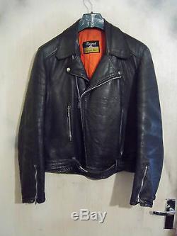 Vintage 60's Mascot Brando Leather Motorcycle Jacket Size S Lightning, Aero Zips