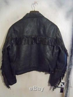 Vintage 60's Mascot Fringed Leather Brando Motorcycle Jacket L/xl Tassels
