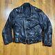 Vintage 60s 70s Black Leather Motorcycle Jacket Medium Super Heavy Duty