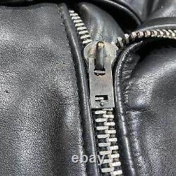 Vintage 60s 70s Black Leather Motorcycle Jacket Medium Super Heavy Duty