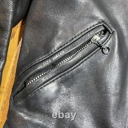 Vintage 60s 70s Black Leather Motorcycle Jacket Medium Super Heavy Duty