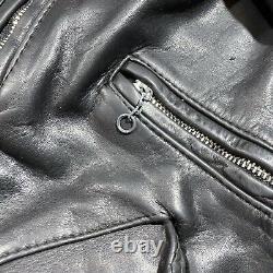 Vintage 60s 70s Black Leather Motorcycle Jacket Medium Super Heavy Duty