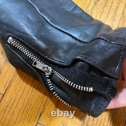 Vintage 60s 70s Black Leather Motorcycle Jacket Medium Super Heavy Duty
