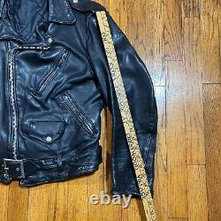 Vintage 60s 70s Black Leather Motorcycle Jacket Medium Super Heavy Duty