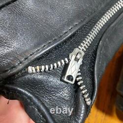 Vintage 60s 70s Black Leather Motorcycle Jacket Medium Super Heavy Duty
