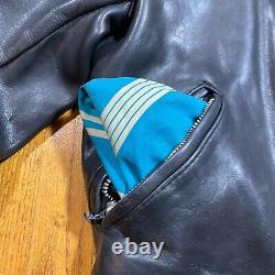Vintage 60s 70s Black Leather Motorcycle Jacket Medium Super Heavy Duty