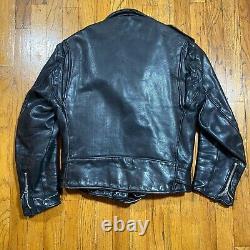 Vintage 60s 70s Black Leather Motorcycle Jacket Medium Super Heavy Duty