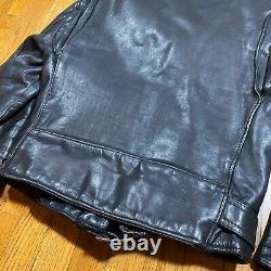 Vintage 60s 70s Black Leather Motorcycle Jacket Medium Super Heavy Duty